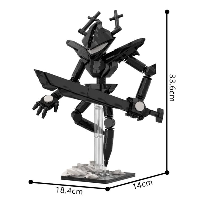 Gobricks MOC Deltarune MOC-231847 De Brullende Ridder (Deltarune) Bakstenen black