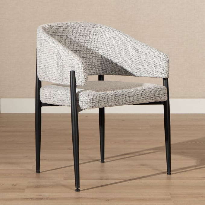 Bronx71® Eetkamerstoel Armin gemêleerde stof off white/zwart - stoel