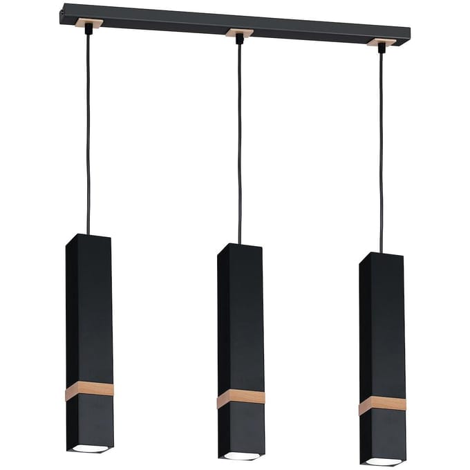 VIDAR Zwarte Hanglamp 3xGU10 - Modern Design