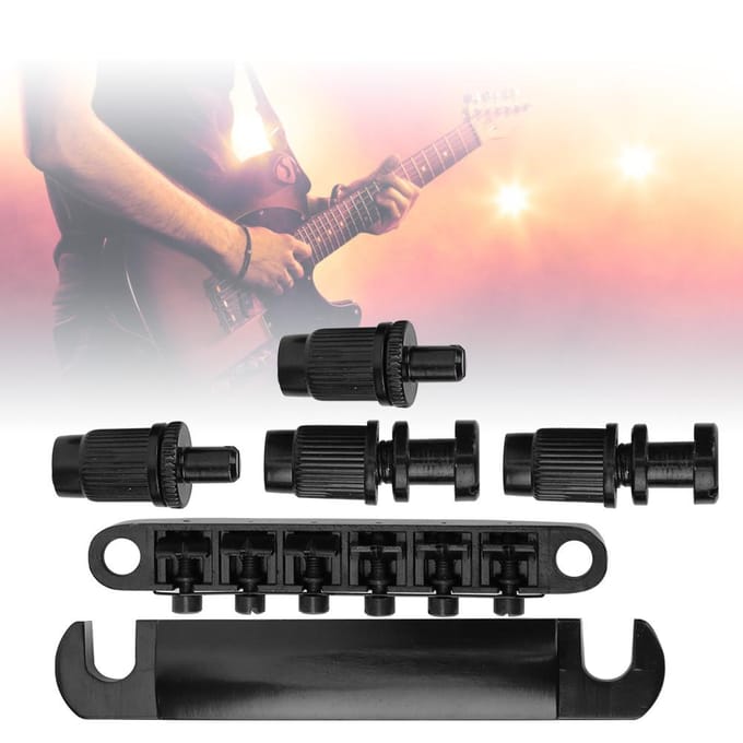 6-Snarig Vaste Brug Set Zinklegering Snaarbasis voor LP Elektrische Gitaar Accessoires Noir black