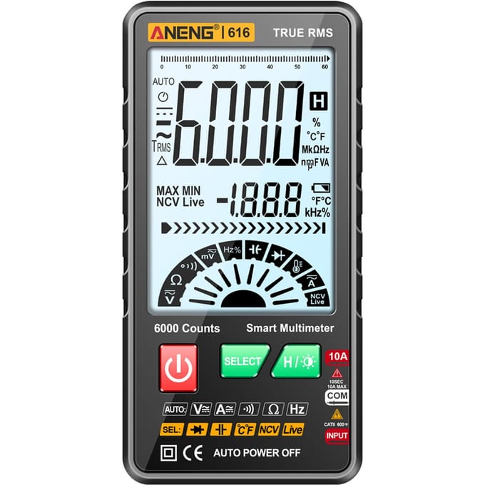 ANENG 616 Slimme digitale multimeter Automatisch bereik 6.000 tellingen NCV Universele meter True RMS Handheld