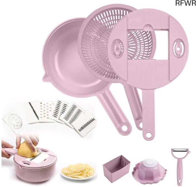 RFWR® Multifunctionele 12-in-1 groentesnijder met Houder en Snijaccessoires