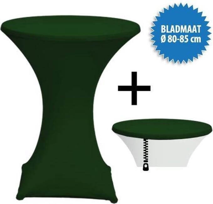 Cover Up Statafelrok Stretch, met rits - Ø80-85cm - Incl. Topcover - Donkergroen