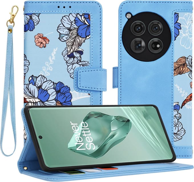 Hoesje geschikt voor OnePlus 12 - Techsuit FlipCraft Book Wallet Case met koord - Vibrant Blue