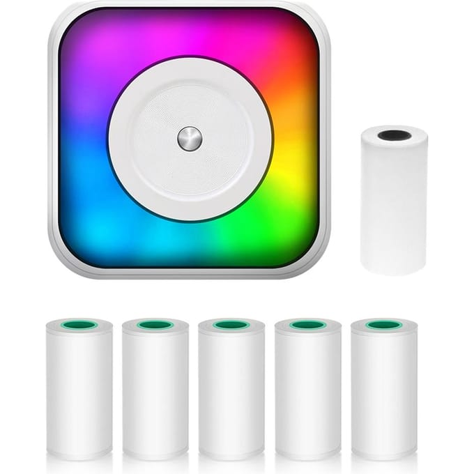 Mini thermische printer Multifunctionele draagbare stickermaker met RGB-licht Instant Photo Inkless