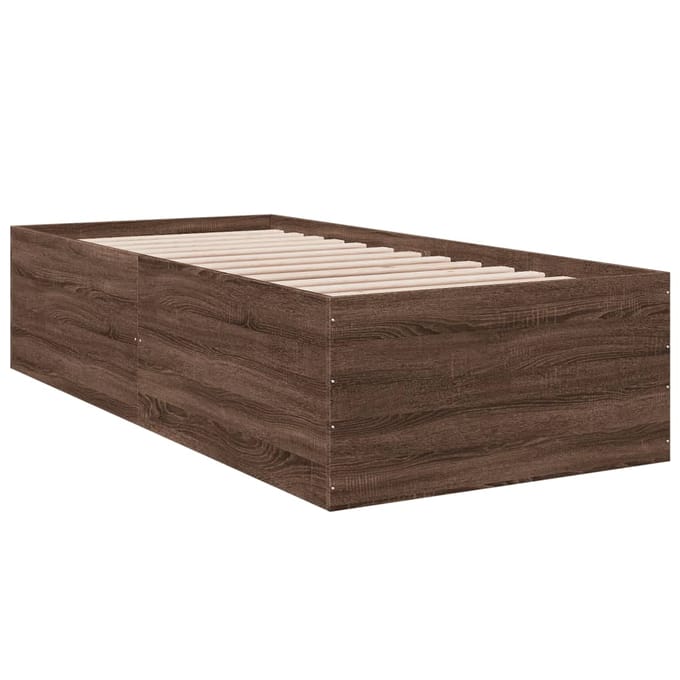 vidaXL - Bedframe - bewerkt - hout - bruin - eikenkleur - 100x200 - cm