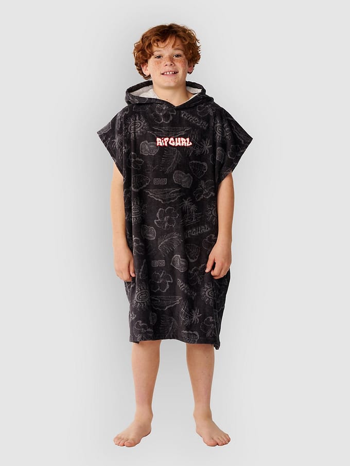 2026 Rip Curl Junior Sessies Hooded Handdoek - Washed Black