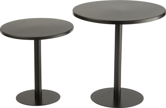 J-Line bijzettafel Rond - metaal - zwart - 2 stuks