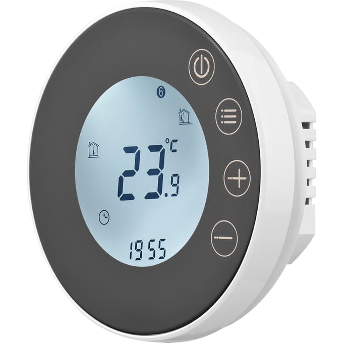 Thermostat numérique intelligent Programmable, contrôleur de température ambiante avec écran LCD à rétroéclairage rond water heating noir