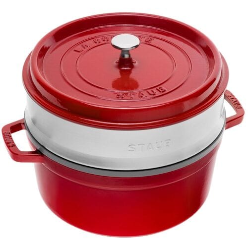 STAUB LA COCOTTE - Kookpot met stoominzet - Ø 260mm - Gietijzer - Kersenrood