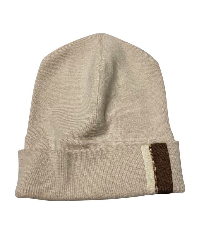 Brunello Cucinelli Gebreide Muts met Monili in Beige Kasjmier