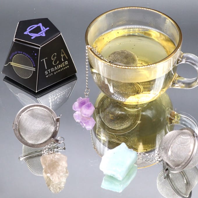 Ruwe kristal edelsteen theezeef - zwarte obsidiaan