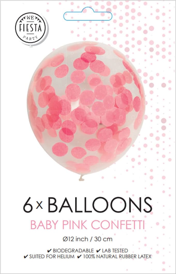 Globos Confetti Balloons Paper Confetti Baby Pink 30cm 6pcs
