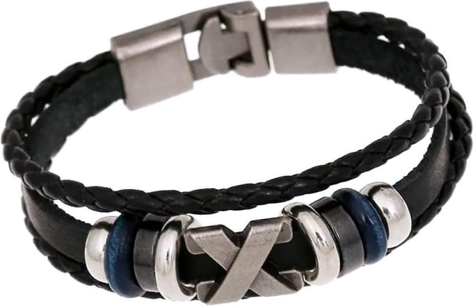 Fako Bijoux® - Armband Leer - Exclusive - X - 20cm - Zwart