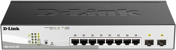 10-Poort Gigabit Smart Managed Switch met SFP Poorten en PoE