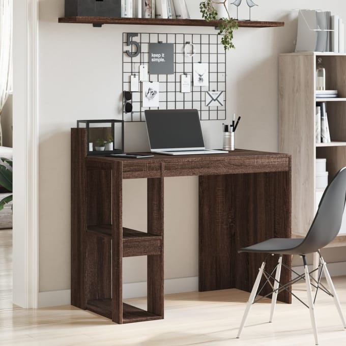 vidaXL - Bureau - 103,5x56,5x94 - cm - bewerkt - hout - bruin - eikenkleurig