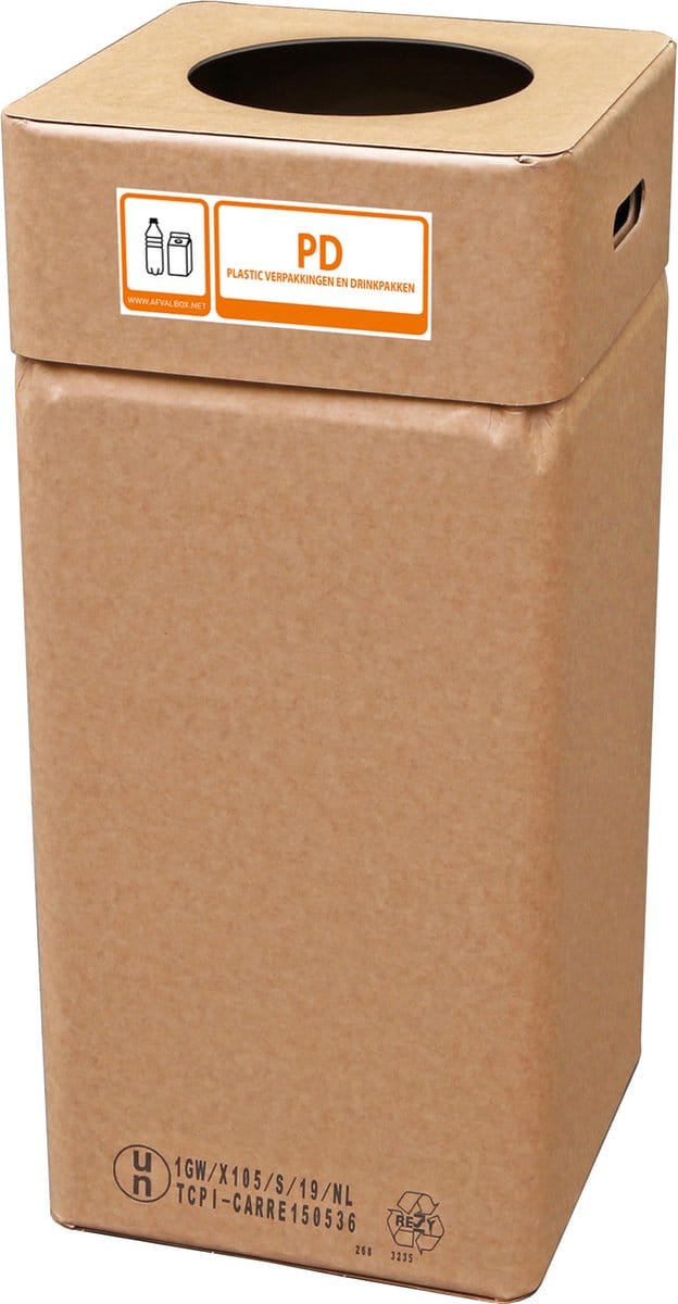 Afvalbak karton, Afvalbox Plastic verp. & Drinkpakken hoog 80 cm