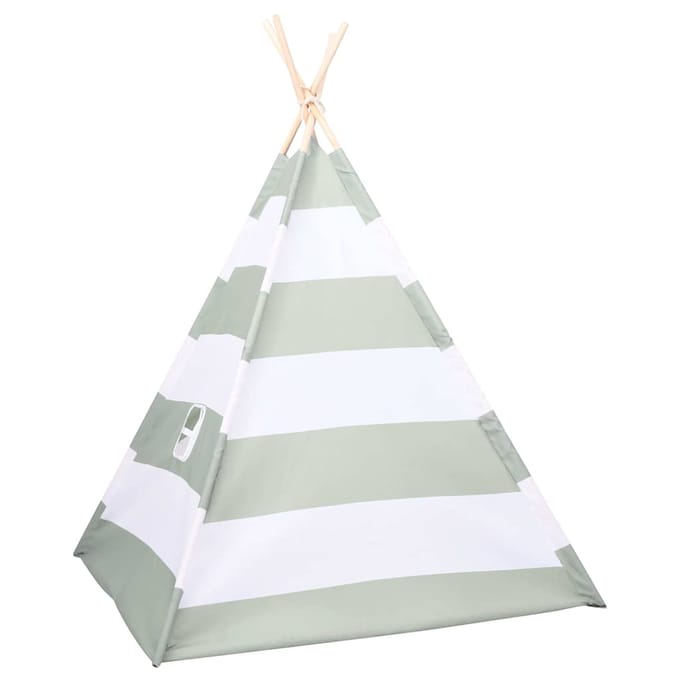 vidaXL Kindertent Grijs en Wit 120 x 120 x 150 cm Massief grenenhout