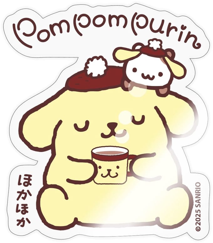 Pompompurin Drinkt Koffie Met Muffin Sticker Maat S (max. 10 x 10cm)