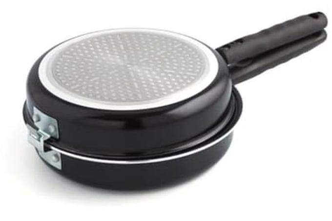 Dubbele Omeletpan met Antiaanbaklaag - 24 cm, Zwart Aluminium