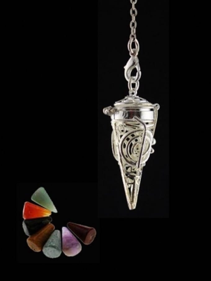 Pendel Choku Rei met 7 chakra halfedelstenen - 3.5x1.7 cm - M