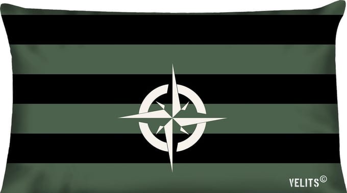 Sierkussen - Buitenkussen In The Army Groen Waterafstotend 40x60cm Bootkussen Streep Kompas