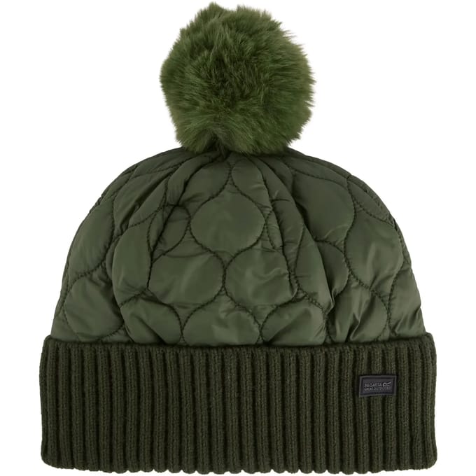 Doorgestikte regenproof unisex muts met pompon