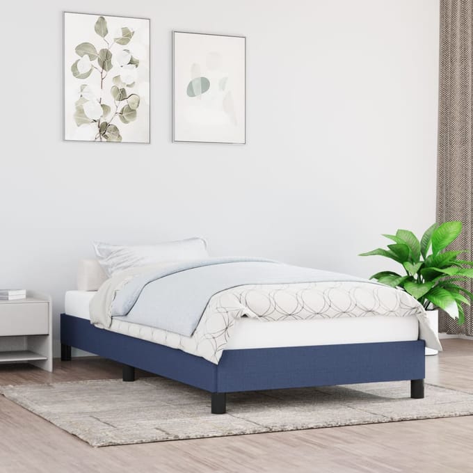vidaXL - Bedframe - zonder - matras - 100x200 - cm - stof - blauw