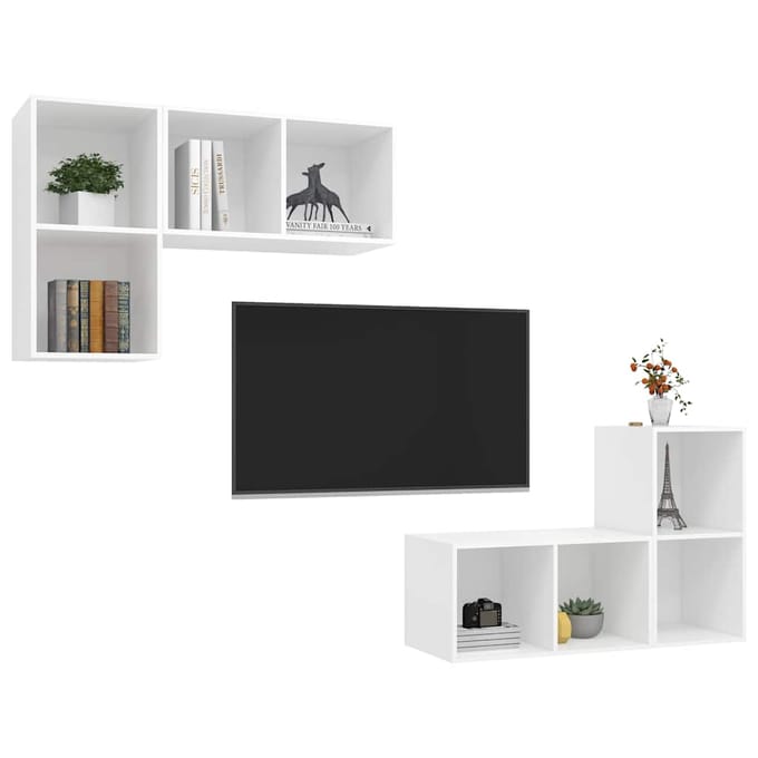 vidaXL - Tv-wandmeubelen - 4 - st - bewerkt - hout - wit