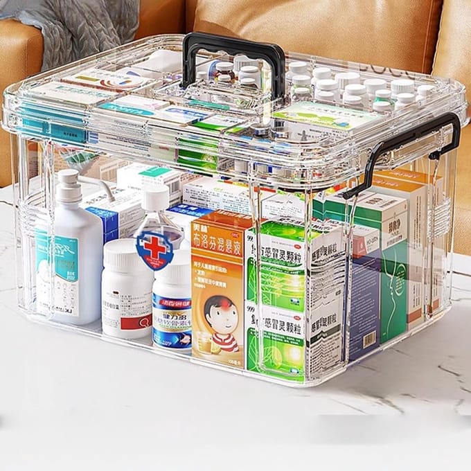 Draagbare Medicijnopbergdoos met Deksel - Multifunctionele EHBO-Organizer voor Thuis