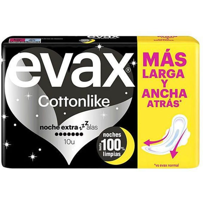 Serviettes Hygiéniques Serviettes de nuit extra-ailées EVAX COTTONLIKE 10 unités
