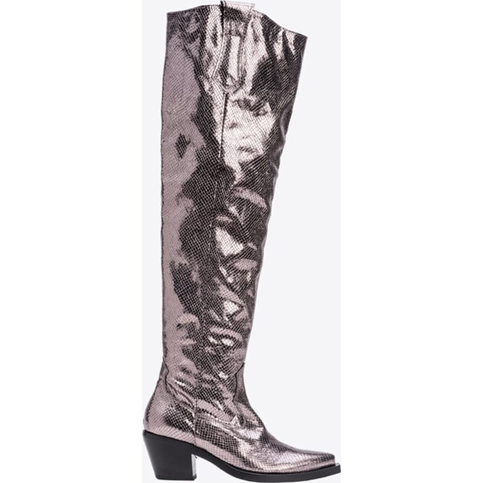 PINKO Strauss Texano Cuissard Similp Burnished Grey Größe: 35 | Stiefel Outlet | Damen | Grau