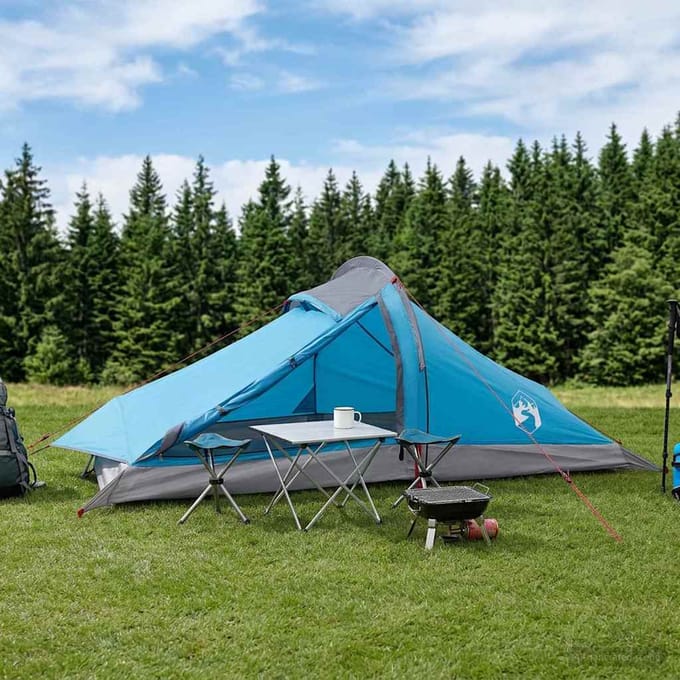 vidaXL - Backpacking - Tent - 2-persoons - Blauw - 185T - Polyester - met - PU - Coating