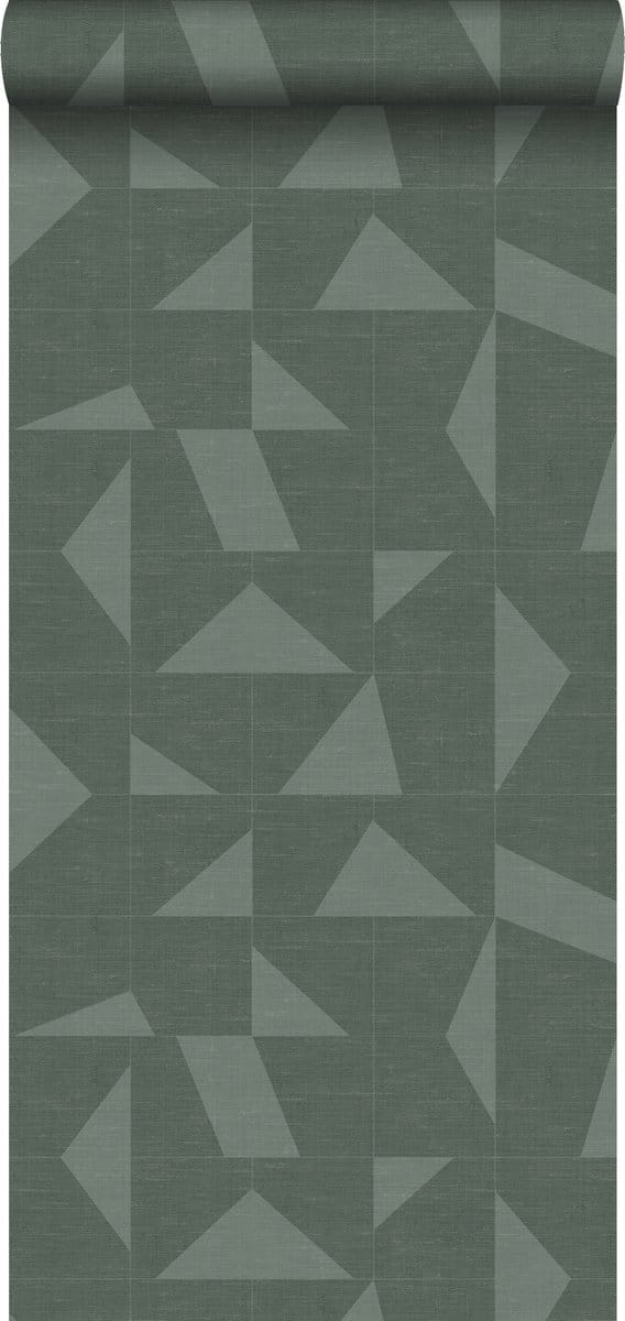 Origin Wallcoverings behang grafisch motief met geweven structuur groen - 347755 - 0,53 x 10,05 m