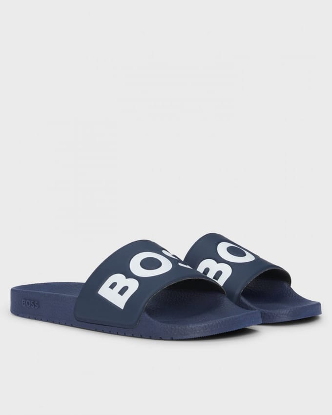 BOSS Orange Aryeh Herenslippers van Italiaanse Maak met Groot Logo Detail