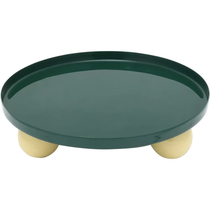 Present Time Dienblad Double Funky Round Large - Groen - 25x25x6.5cm - Modern