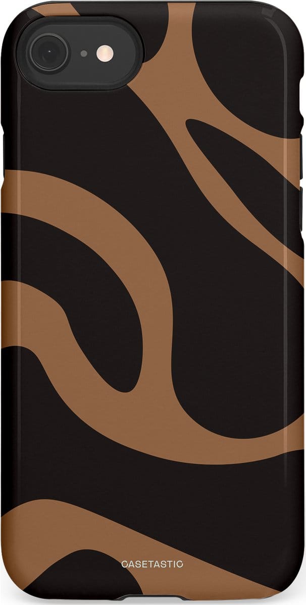 Casetastic hoesje geschikt voor Apple iPhone SE / Apple iPhone 7 / Apple iPhone 8 - Dubbellaagse bescherming - Chocolade Golven - Fashion Case - Zwart Taupe