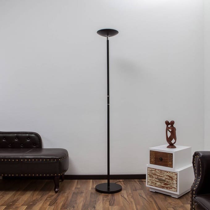 Lindby LED vloerlamp Malea, zwart, metaal, dimbaar, 180 cm
