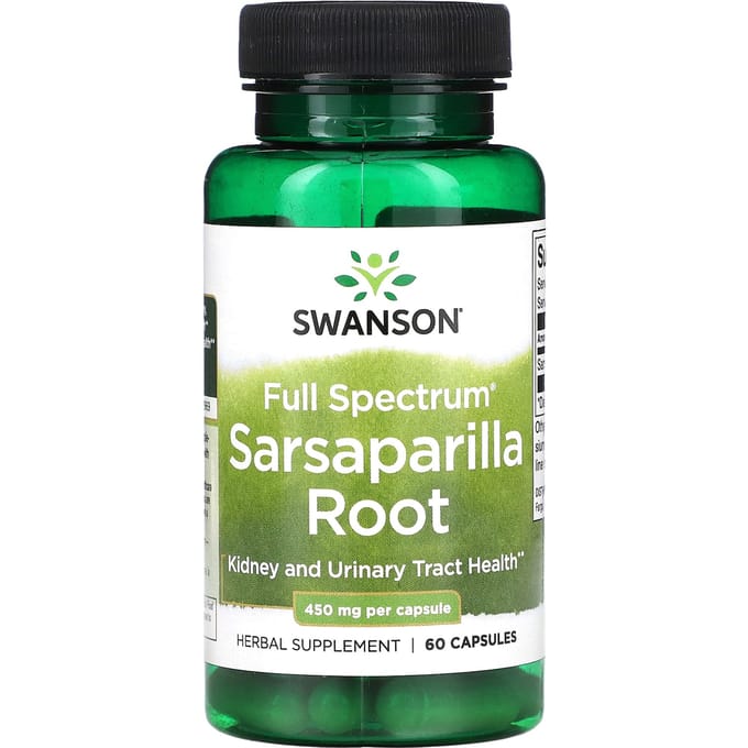 Volledig spectrum sarsaparillawortel, 450 mg, 60 capsules