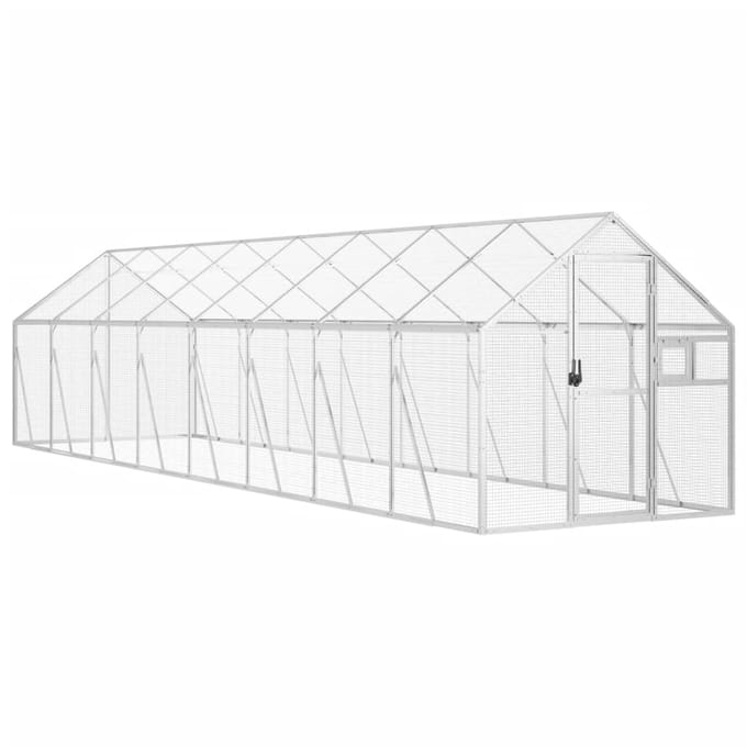 vidaXL Volière 1,79x8x1,85 m aluminium zilverkleurig