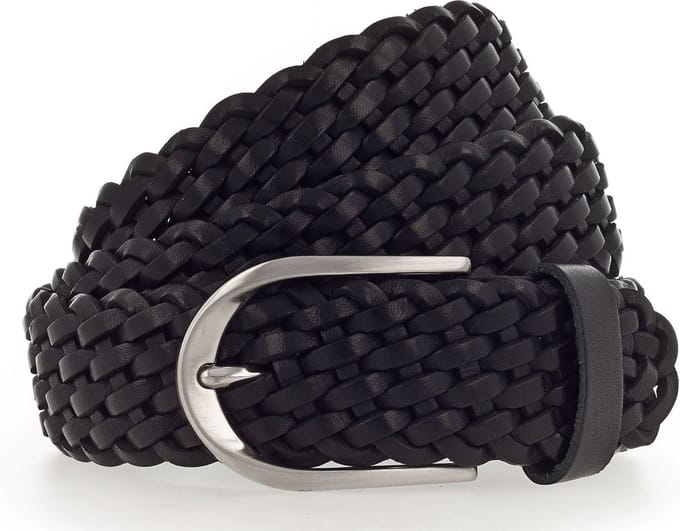Vanzetti Leren Riem Braided Women's Leather Belt W85 Black Zwart
