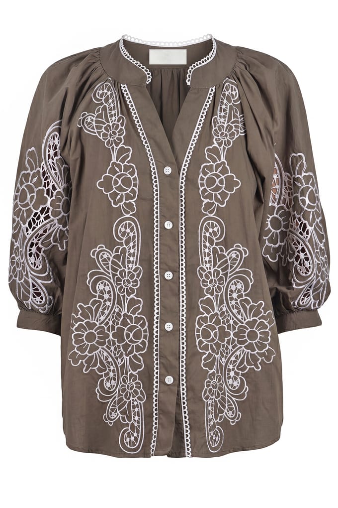 La Femme Blanche - Shirt - 471707 - Green/White