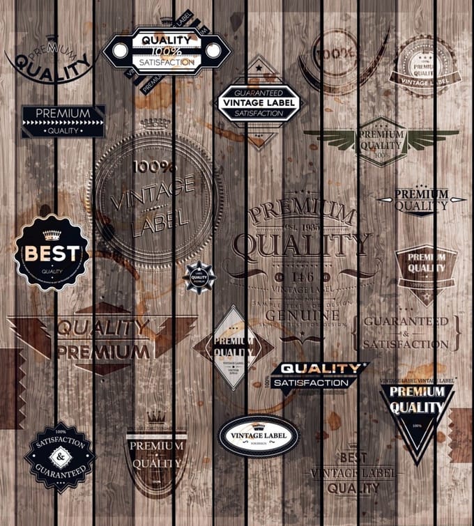 Fotobehang - Vintage Label 225x250cm - Vliesbehang
