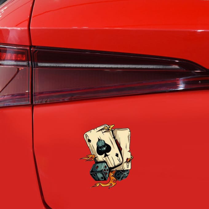 Cartes à jouer de dessin animé, autocollant de moto et de voiture, décoration de style de voiture gray