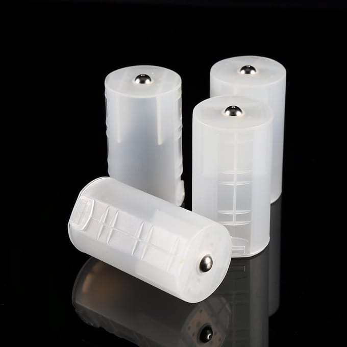4 stuks AA naar Maat D Batterijadapters Houder Schakelaar Converter Cases Doos Wit gray