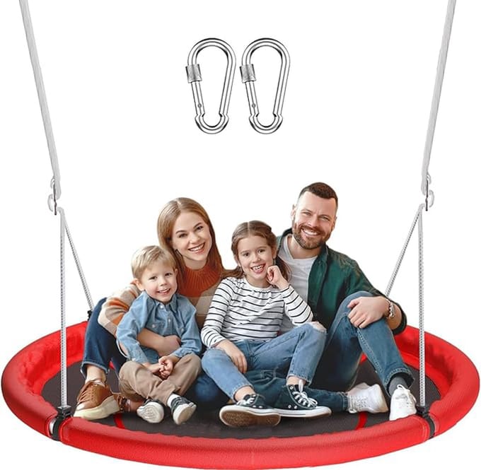 HOMCOM - Nestschommel - 110 cm Rood - Stevig Stalen Frame - Tot 150 kg
