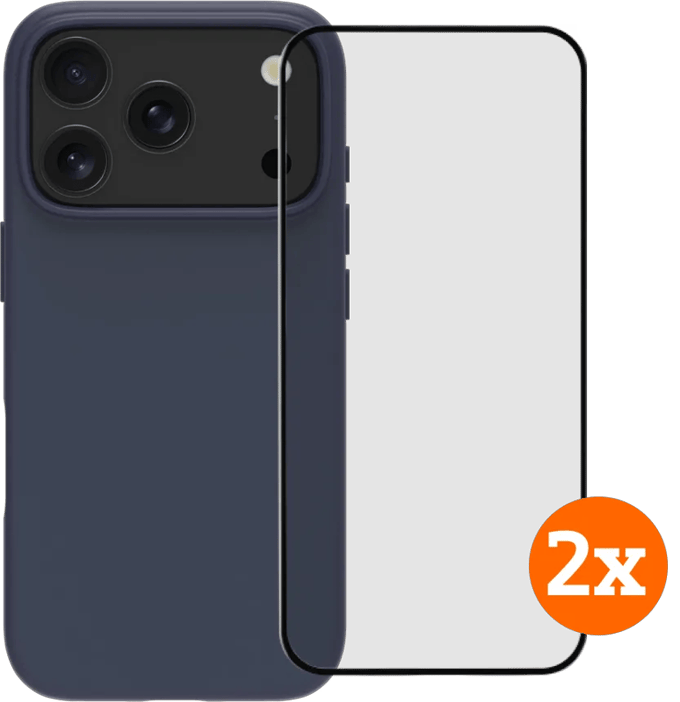BlueBuilt Protective Back Cover met MagSafe iPhone 17 Pro Blue + Screenprotector Duo Pack
