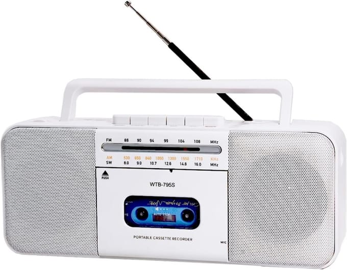 Cassettespeler Boombox met Bluetooth, Cassetterecorder en MP3-conversie via USB/SD
