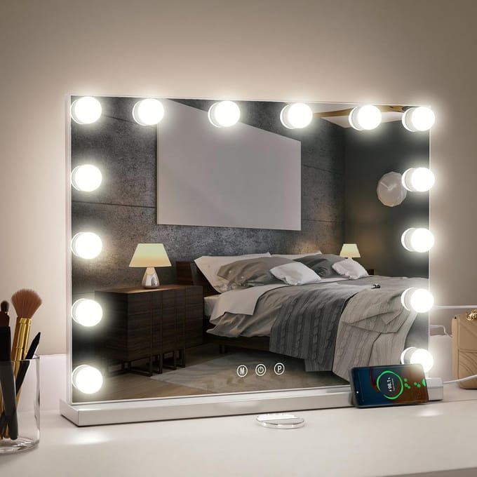Makeuptafel Met Spiegel en LED Lampen - Kaptafel - Make-Up Tafel