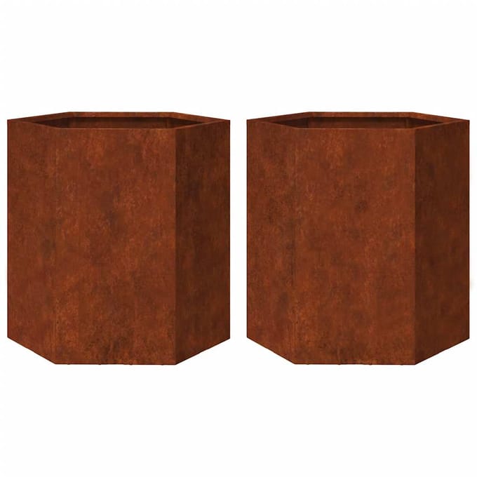 vidaXL - Plantenbakken - 2 - st - zeshoek - 46x40x45 - cm - weervast - staal